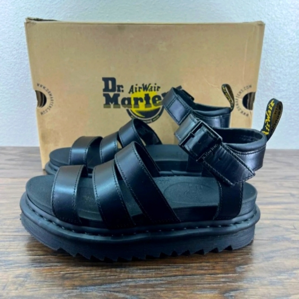 Dr Doc Martens Blaire Black Brando Leather Gladiator Sandal Women's 7